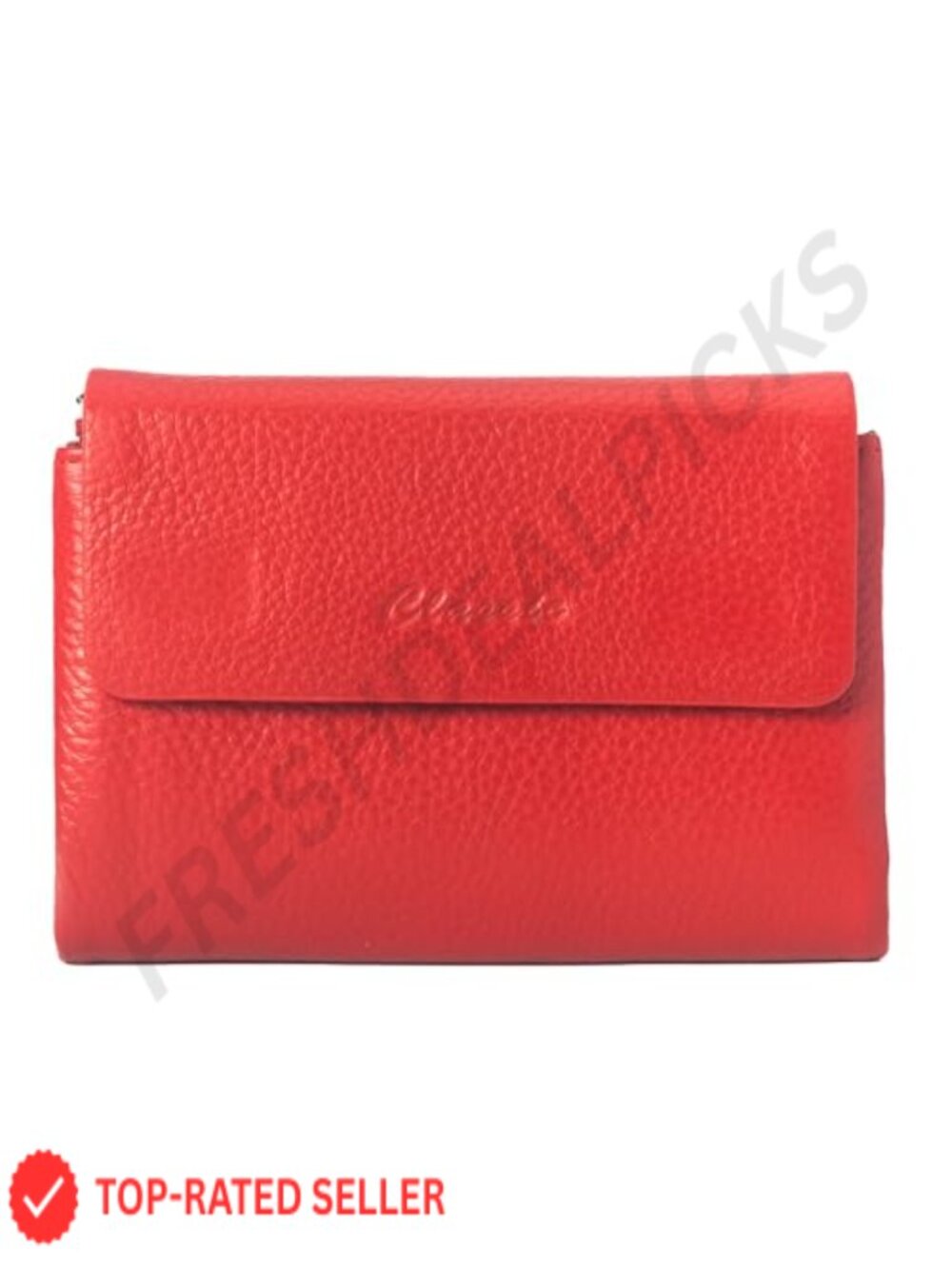 Women's Genuine Leather Bifold Wallet with Magnetic Snap Closure